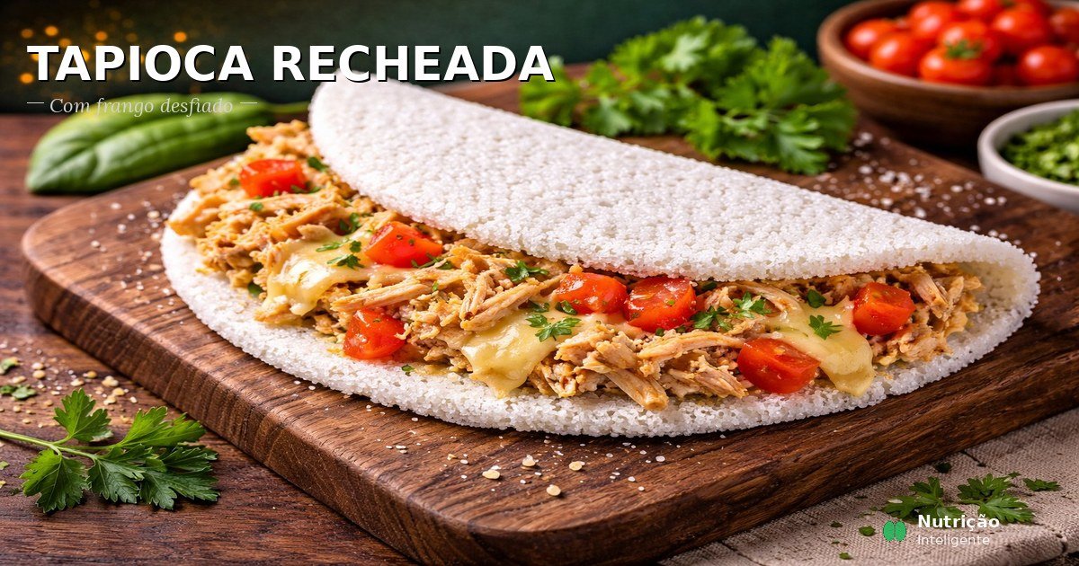 Tapioca recheada com frango desfiado